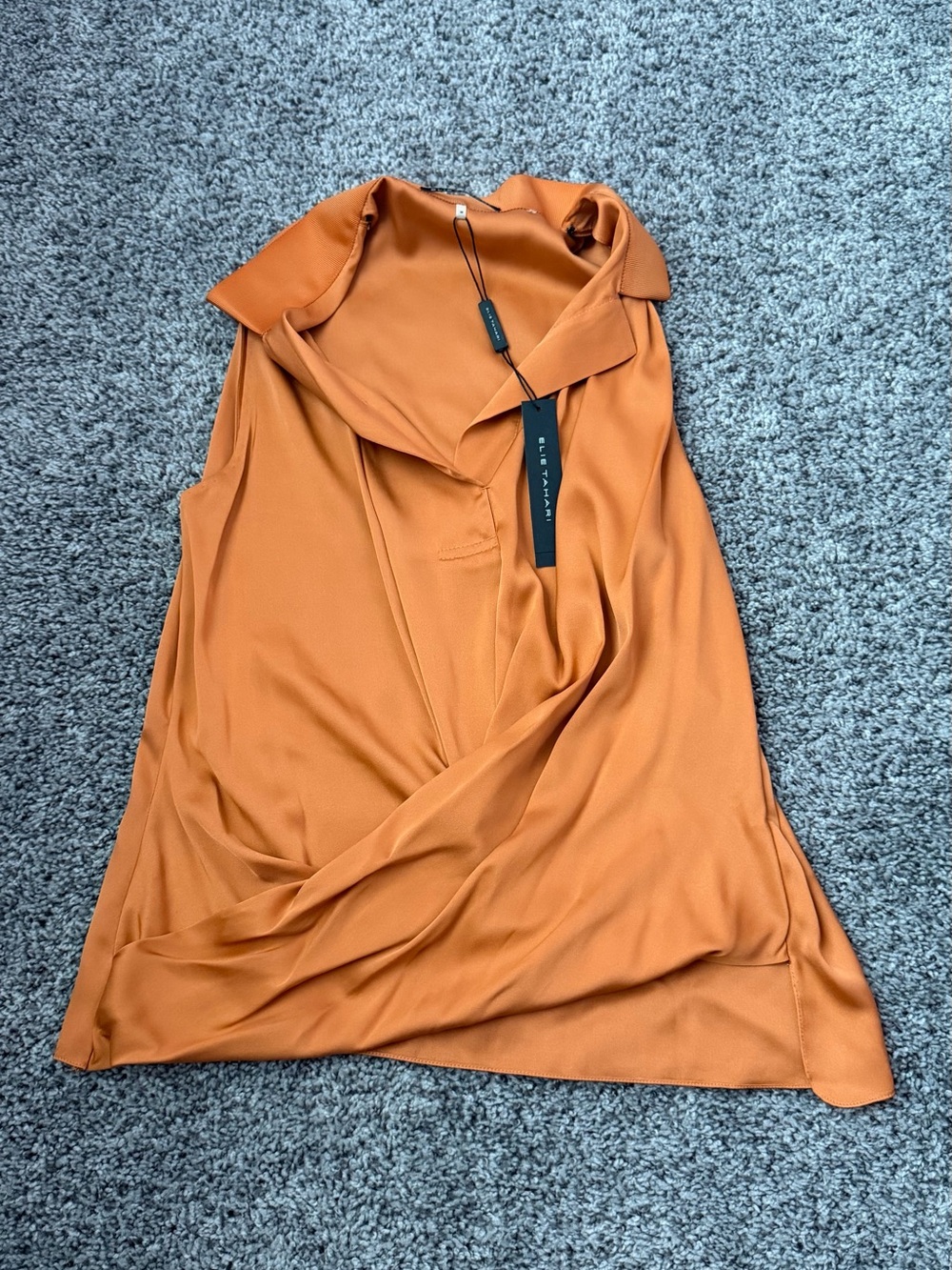 Elie Tahari Orange Spice Draped Shell Top